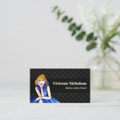 Donk Royal Blue Cocktail Gown Mode Black Damask Visitekaartje (Staand voorkant)