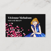 Donk Royal Blue Cocktail Gown Mode Pink Hearts Visitekaartje (Voorkant)