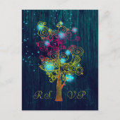 Donk Royal Blue Spiral Trees Rustic Wedding RSVP Uitnodiging Briefkaart (Voorkant)