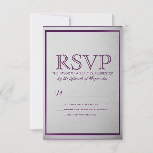 Donk Royal Paars Outline on Gray Gradient RSVP Kaartje (Voorkant)