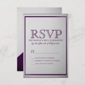 Donk Royal Paars Outline on Gray Gradient RSVP Kaartje (Voorkant / Achterkant)