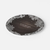 Donk Rustic Wood & Elegant Lace Wedding Papieren Bordje (Gekanteld)