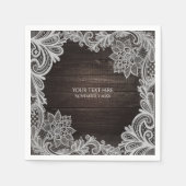 Donk Rustic Wood & Elegant Lace Wedding Servetten (Voorkant)