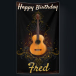 Donk Sensual  Acoustic Guitar Birthday Spandoek<br><div class="desc">Donkere Sensual  Acoustic Guitar Birthday Banner. Geweldig voor een Masculine Guitar Player of Musician Birthday Party ©Miss Sassy Party</div>