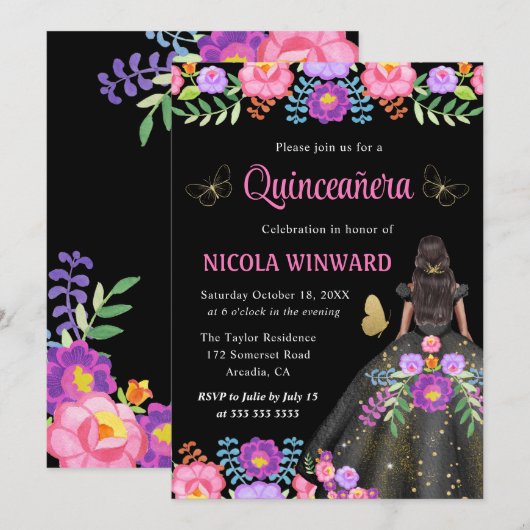 Donk Skin Princess Mexican Dress Quinceanera Kaart (Voorkant / Achterkant)