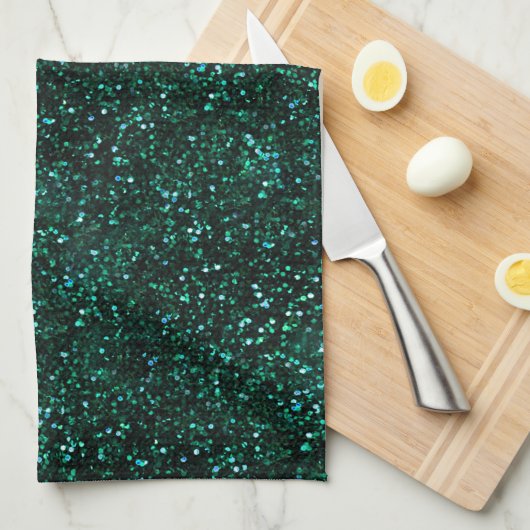 Donk Turquoise Blue Green Glitter Theedoek (Quarter Fold)
