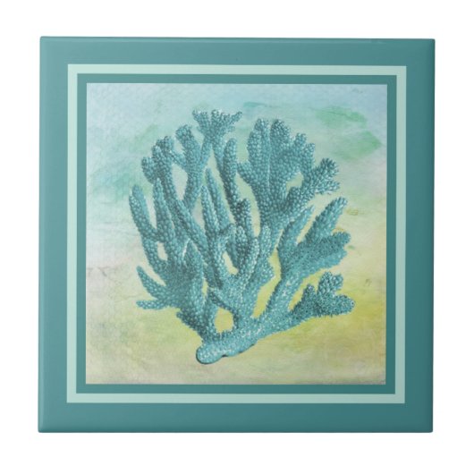 Donk Turquoise Coral Branch Tegeltje (Voorkant)