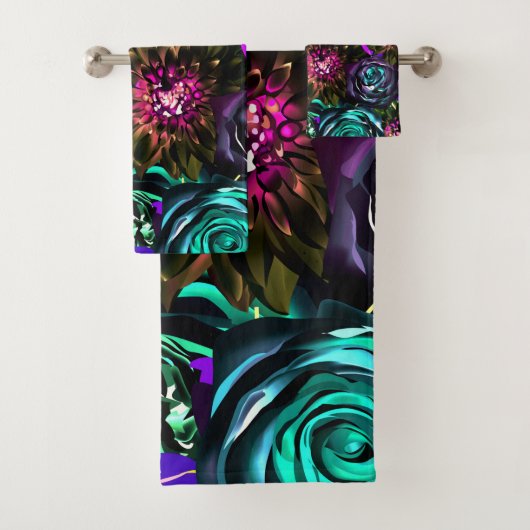 Donk Wonderland Bold Glamor Floral Flowers Bad Handdoek (Insitu)