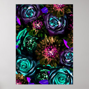 Donk Wonderland Bold Glamor Floral Flowers Poster