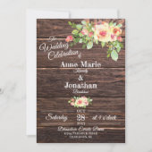 Donk Wood Rustic Flower Wedding Invitation Kaart (Voorkant)