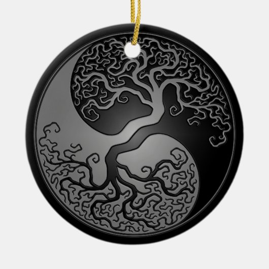 Donk Yin Yang Tree Keramisch Ornament (Voorkant)