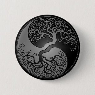 Donk Yin Yang Tree Ronde Button 5,7 Cm