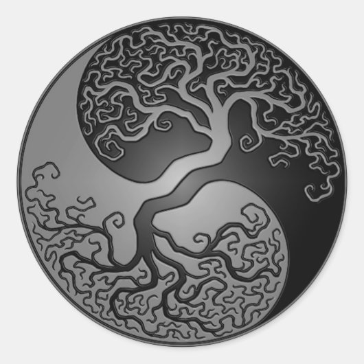 Donk Yin Yang Tree Ronde Sticker (Voorkant)