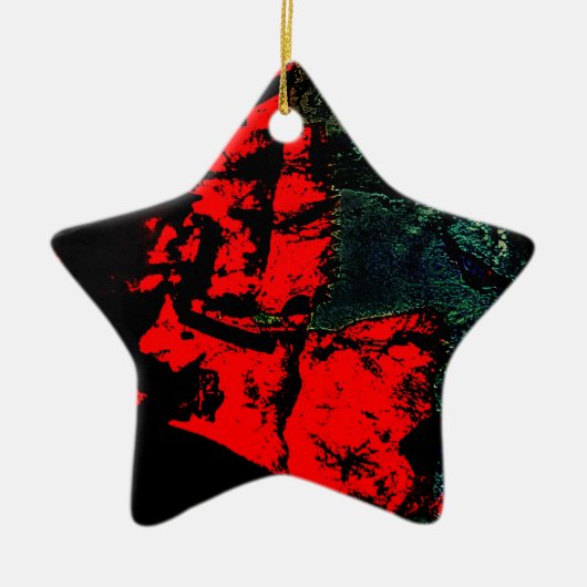 Donker abstract gerecycled kunststofmotief keramisch ornament (Voorkant)