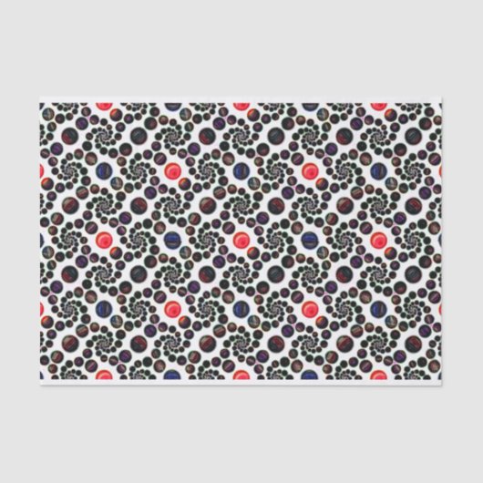 Donker Abstracte spiraal met kersenpatroon Tissuepapier (Voorkant)