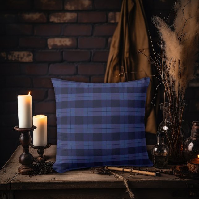 Donker Academia Blauw Plaid Design Kussen (Creator heeft geüpload)