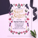 Donker Academia Gotisch Goud Bloemen Zoet 16 Acryl Uitnodigingen<br><div class="desc">Vier een gedenkwaardige Sweet 16 met deze op Dark Academia geïnspireerde acryluitnodigingen. Met ingewikkelde gotische details, waaronder gouden accenten, rozen, schedels en kaarsen, legt dit ontwerp perfect de elegantie en het mysterie van een verfijnd Sweet 16-feest vast. Het gedurfde en luxueuze acrylmateriaal voegt een moderne twist toe, waardoor deze uitnodiging...</div>