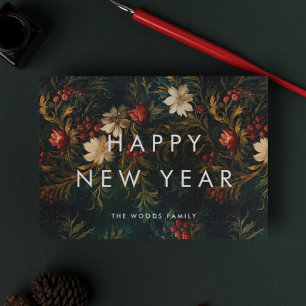 Donker  achtergrond Minimalistisch Gelukkig Nieuwj Feestdagenkaart