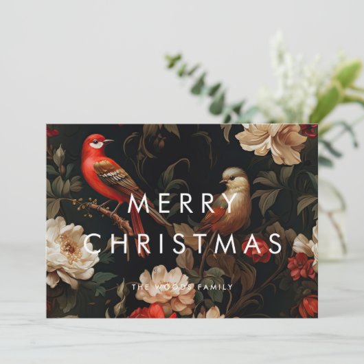 Donker  achtergrond Minimalistische vrolijke kerst Feestdagenkaart (Staand voorkant)