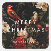 Donker  achtergrond Minimalistische vrolijke kerst Vierkante Sticker (Voorkant)