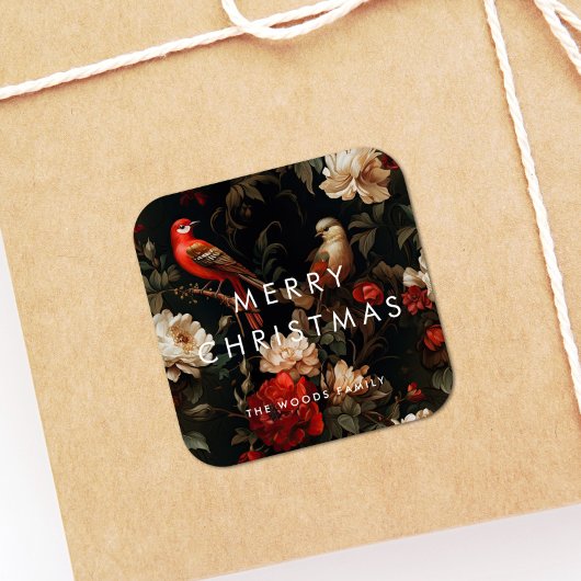 Donker  achtergrond Minimalistische vrolijke kerst Vierkante Sticker