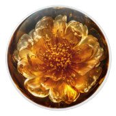 Donker Amber Bloempatroon Keramische Knop (Voorkant)