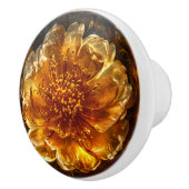 Donker Amber Bloempatroon Keramische Knop (Rechts)
