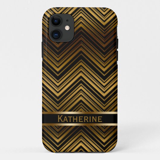 Donker Antiek Gold Chevron Pattern Case-Mate iPhone Case (Achterkant)