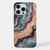 Donker Aqua Blauw Paarse Roze Gouden Marmeren Kuns iPhone Hoesje (Achterkant)