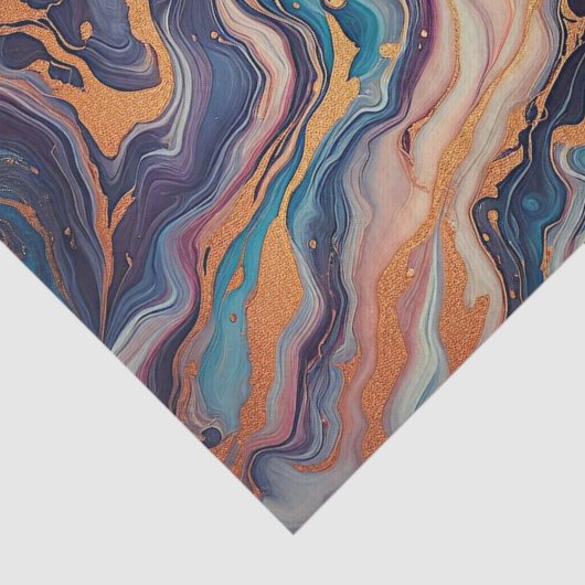 Donker Aqua Blauw Paarse Roze Gouden Marmeren Kuns Tissuepapier (Detail)