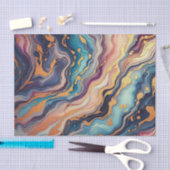 Donker Aqua Blauw Paarse Roze Gouden Marmeren Kuns Tissuepapier (Craft)