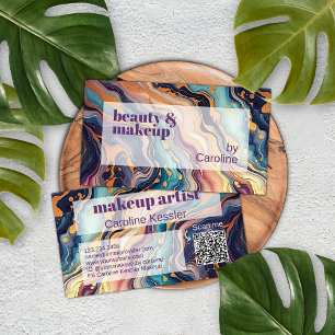 Donker Aqua Blauw Paarse Roze Gouden Marmeren Kuns Visitekaartje