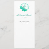 Donker Aqua Zeeschelp Trouwreceptie Diner Menu (Achterkant)