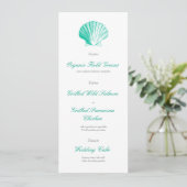 Donker Aqua Zeeschelp Trouwreceptie Diner Menu (Staand voorkant)