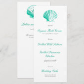 Donker Aqua Zeeschelp Trouwreceptie Diner Menu (Voorkant / Achterkant)