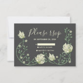 Donker  art nouveau bloemen RSVP kaart (Voorkant)