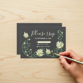 Donker  art nouveau bloemen RSVP kaart