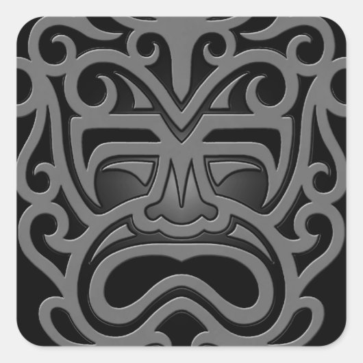 Donker Azteeks Masker Vierkante Sticker (Voorkant)