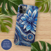 Donker Azure Navy Blue Black Paisley Art Pattern Case-Mate iPhone Case