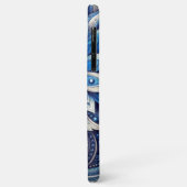 Donker Azure Navy Blue Black Paisley Art Pattern Case-Mate iPhone Case (Achterkant/links)