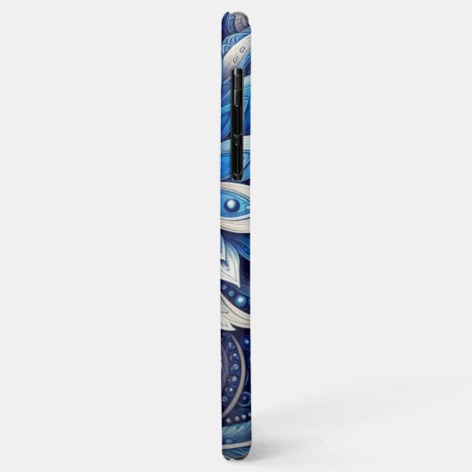 Donker Azure Navy Blue Black Paisley Art Pattern Case-Mate iPhone Case (Achterkant/links)