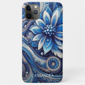 Donker Azure Navy Blue Black Paisley Art Pattern Case-Mate iPhone Case (Achterkant)