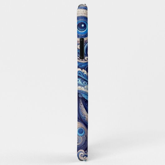 Donker Azure Navy Blue Black Paisley Art Pattern Case-Mate iPhone Case (Achterkant/rechts)