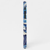 Donker Azure Navy Blue Black Paisley Art Pattern iPhone Hoesje (Linkerkant)