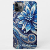 Donker Azure Navy Blue Black Paisley Art Pattern iPhone Hoesje (Achterkant)