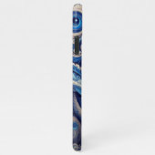 Donker Azure Navy Blue Black Paisley Art Pattern iPhone Hoesje (Rechterkant)