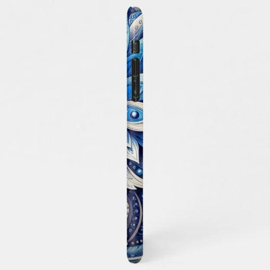 Donker Azure Navy Blue Black Paisley Art Pattern iPhone Hoesje (Linkerkant)