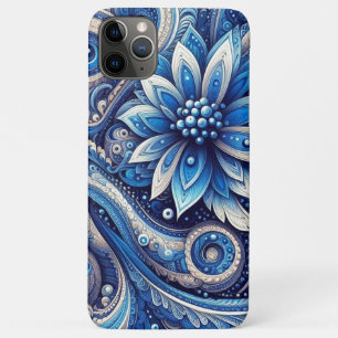 Donker Azuurblauw Zwarte Paisley Kunstpatroon Case-Mate iPhone Case