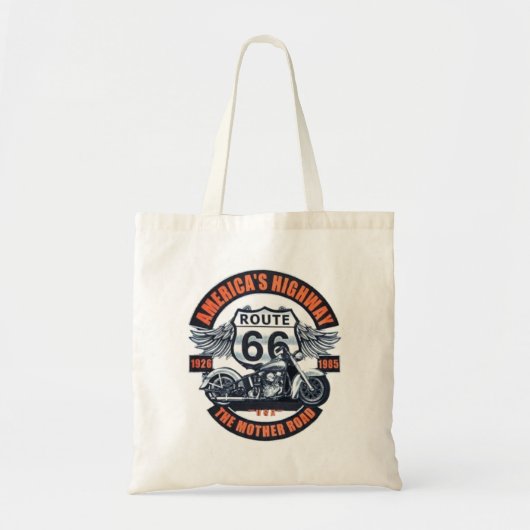 Donker Basic thema Route 66 Motorfietsen Tote Bag (Voorkant)