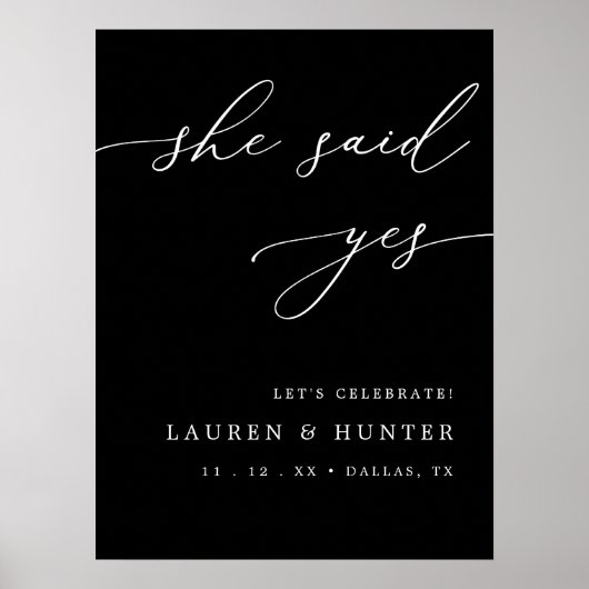 Donker Black Ze zei ja: welkom bij Engagement Part Poster (Voorkant)